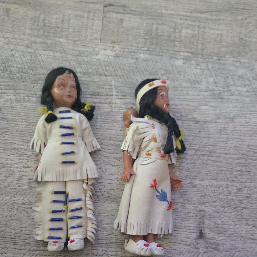 Native American Style Doll Set - White and Blue